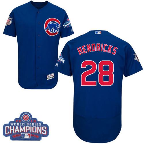 Cubs #28 Kyle Hendricks Blue Flexbase Authentic Collection 2016 World Series Champions Stitched MLB Jersey - Click Image to Close